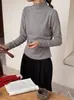 Camiseta de Invierno para Mujer con Cuello Alto Fruncido, Manga Larga Cálida, Efecto Adelgazante, Color Sólido, Versátil, Cuello Medio