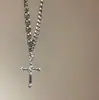 Collar de Zirconita Cruzada de Lujo Ligero para Mujer Otoño e Invierno Hip-Hop Moderno Genial Accesorio Ins Cadena Simple para Ropa de Calle Versátil