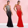 C7122 Moda Europea y Americana Transfronteriza Aliexpress Amazon Vestido Ajustado de Cola de Pez con Pedrería para Mujer Vestido sin Espalda