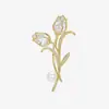Broche de Tulipan de Cristal, Broche Elegante y Clásico para Traje, Ramo de Flor de Perla de Clase Alta de Nicho al por Mayor