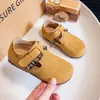 Zapatos infantiles de color liso mate, zapatos Birkenstock infantiles estilo otoño, zapatos pequeños de cuero para niñas, zapatos sencillos de cuadros para bebé, zapatos para niños