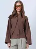 Sudadera Larga Holgada con Cordones para Mujer Otoño Invierno Nueva Elegante Casual Top Estilo Europeo Cuello Solapa Jersey