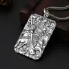 Joias de prata 990 atacado seis caracteres mantras Deus da Riqueza Wu Guan Gong pingente de tag masculino personalidade dominador prata tailandesa