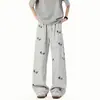 Pantalones Casuales Blancos de Perro Salchicha para Hombre 2025 Nuevos Sueltos Caídos Deportivos Casuales de Pierna Ancha Rectos