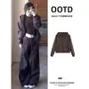 Chamarra Sudadera Color Castaño Otoño Primavera para Mujer 2026 Nuevo Traje Deportivo de Primavera Estilo Coreano Conjunto Completo Ootd