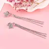 Brincos de Estrela de Cinco Pontas Japoneses e Coreanos Brincos Longos com Franja de Diamante Brincos Pendentes Exagerados Distintos Brincos da Moda Elegantes Versáteis para Mulheres
