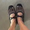 Zapatos Chuyuji 2026 Nuevos Bailarinas Francesas Mary Jane con Punta Cuadrada, Malla de Pedrería y Moño