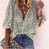 Fuente transfronteriza Amazon wish eaby explosión nuevo comercio exterior cuello en V estampado floral manga larga talla grande camisa de dama