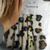 Jacquard de Lana de Cordero Flor Colorida Tamaño Círculo Leopardo Estampado Leopardo Jacquard Lana de Cordero Otoño e Invierno Ropa de Terciopelo de Cordero Tela para Juguetes