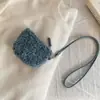 Cartera de llaves colgante para cuello de otoño e invierno, tarjetero mini de felpa lindo, bolsa casual de estilo coreano para guardar audífonos y labial