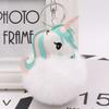 Colgante de bolso con forma de bola de pelo de unicornio, imitación de conejo Rex, llavero con forma de bola de pelo a juego, colgante de coche de peluche de poni, venta al por mayor