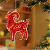 2027 Zodíaco de Ano Novo Ovelha Pingente Acrílico Plano Natal Ano Novo Ovelhinha Enfeite Decoração de Árvore de Natal Chave