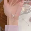 Colar com Laço, Corrente de Clavícula com Franja de Luxo Leve e Nicho para Mulheres, Presente de Aniversário de Alto Padrão, Colar Exquisito e Estiloso