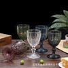 Cálice de vidro de cor primária estilo europeu retrô produtos de vidro em relevo taça de vinho tinto
