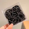 Prendedor de cabelo pequeno de borracha preta para cabelo de mulher não machuca o cabelo anel para cabelo de bebê capa de couro infantil corda para volume de cabelo cabeça pequena corda de cabelo alta elasticidade