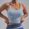 Regata Esportiva Feminina Sem Costura com Combinação de Cores Transfronteiriça, Roupa Íntima Fitness, Top de Yoga com Costas Bonitas