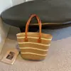 Bolsa de palha feminina bolsa de verão bolsa de praia bolsa grande capacidade bolsa de ombro trançada bolsa de palha de vime bolsa balde moderna