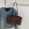 Moda Trendy Nueva Otoño e Invierno 2025 Bolso Tote de Gran Capacidad Versátil para Viajes Diarios Bolso de Hombro Axila con Estampado de Leopardo de Moda