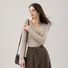 Fábrica de tops base con cuello de volantes de acetato, lana y seda, hechos a medida OEM, pedidos pequeños, entrega rápida, procesamiento de tops de lencería para mujer