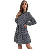 Comércio transfronteiriço Amazon outono 2023 novo vestido feminino gola redonda botão floral retrô manga longa atacado
