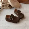 Zapatos Birkenstock retro para niños, nueva colección primavera y otoño 2026, estilo coreano, zapatos casuales de cuero para niñas, mocasines para niños, zapatos de vestir