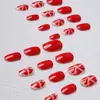 Día de San Valentín Nueva Serie Roja Transfronteriza Uñas Portátiles, Uñas Postizas Cortas con Temática de Amor, 24 Piezas al por Mayor