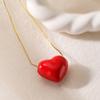 Collar con colgante de amor rojo con gotas de aceite, estilo transfronterizo, estilo retro, estilo INS, para mujer