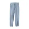 Calça Respirável de Proteção Solar Refrescante, Confortável e Amiga da Pele, Calça Lisa de Corte Reto Solta, Calça de Cintura Alta de Pernas Largas Casual para Uso Externo no Verão