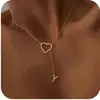 Colar com Pingente Inicial A-Z Transfronteiriço Europeu e Americano, Colar Lariat de 26 Letras Moderno e Único