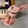 Taza de pajita rebotante de celebridad de internet, simple, gran capacidad, para estudiantes hombres y mujeres, taza de agua portátil, para estudiantes, deportes al aire libre, anticaída