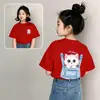 Camiseta de Manga Corta para Niña Algodón Puro Verano Nuevo Estilo Niños Bebé Media Manga Holgada Moda Estilo Verano Top de Media Manga Elegante