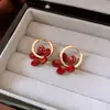 Brincos Pingente de Flor Pintados à Mão Vintage Outono e Inverno, Brincos de Moda de Luxo Leve de Alta Qualidade, Brincos Simples Versáteis para Mulheres de Nicho