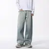 Jeans de Pierna Ancha para Hombre de Cuatro Estaciones 2026, Estilo Americano Lavado Degradado Sueltos Rectos Versátiles Modernos Pantalones Largos