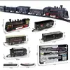Tren de Pista Eléctrico Transfronterizo Juguete Niños Educativo Ensamblado Luz Artificial Retro Tren Pequeño Juguete de Pista