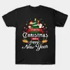 Camiseta de Manga Corta para Hombre y Mujer, Árbol de Navidad, Papá Noel, Muñeco de Nieve, Navidad, Año Nuevo, Camiseta Corta Holgada de Talla Grande