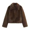 Moda europea y americana transfronteriza para mujer, superventas de AliExpress, estilo high-street, efecto piel sintética, chaqueta de manga larga con cuello alto