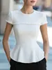Ropa Femenina Transfronteriza Europea y Americana 2026 Nuevo Estilo de Verano Top de Cuello Redondo con Perlas de Manga Corta