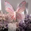 Decoración de ventana de exhibición de flores artificiales de mariposa gigante, soporte de mariposa floral, flor decorativa para accesorios de fotos y exhibición