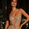 Vestido largo de tirantes strapless con lentejuelas transfronterizo europeo y americano para mujer, sexy ajustado, vestido de fiesta