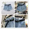 Shorts de Mezclilla Rizados de Cintura Alta 608 para Mujer, Estilo Coreano de Verano, Sueltos para Estudiantes, Aspecto Adelgazante, Ropa Exterior, Pantalones de Pierna Ancha de Corte A, Versátil