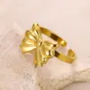 Anel Feminino Dourado em Aço Titânio Não Desbota, Design de Nicho Acessível, Laço Transfronteiriço Aliexpress, Tendência Ins