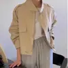 Chaqueta Corta de Manga Larga Versátil Casual Holgada con Cuello Alto y Diseño de Cremallera Estilo Retro Hong Kong Otoño Coreano para Mujer