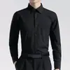 Camisa Branca Masculina Manga Longa Estilo Coreano Tendência Slim Fit Casual de Negócios para Jovens e Meia-Idade Primavera e Outono Profissional Formal