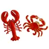 Broche de aleación estilo vacacional transfronterizo europeo y americano en la playa y el océano, personalizado con goteo de aceite de langosta y cangrejo rojos