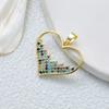 Colar feminino com pingente de zircônia microincrustada, estilo francês retrô de alta qualidade, banhado a ouro e cobre, colorido, em formato de coração