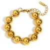 Pulsera Francesa de Alto Grado Ins Moda Europea y Americana Simple de Nicho Combinable con Todo Acero Inoxidable Chapado en Oro de 18K Pulsera Grande de Bola Redonda para Mujer