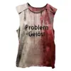 Chal Europeo y Americano Transfronterizo Ajustado, Lavado y Desgastado, Camiseta sin Mangas Retro Americana, Manga Corta Estampada Halloween Amazon