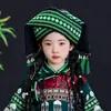 Traje de Performance de 3 de Março da Nacionalidade Zhuang Adereço de Cabeça Acessórios de Performance de Dança de Minorias Étnicas Chapéu da Nacionalidade Miao Yi Yao para Meninas