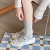 Máquina todo en uno para primavera y verano, calcetín de costura sin hueso para mujer con talón, malla recta transpirable, calcetines clásicos de color liso de tubo medio
