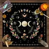 Tapete de Mesa de Terra de Diatomáceas Constelação Tarot Estilo Floral Céu Estrelado Toalha de Mesa Espessa Antiderrapante para Rituais Esotéricos